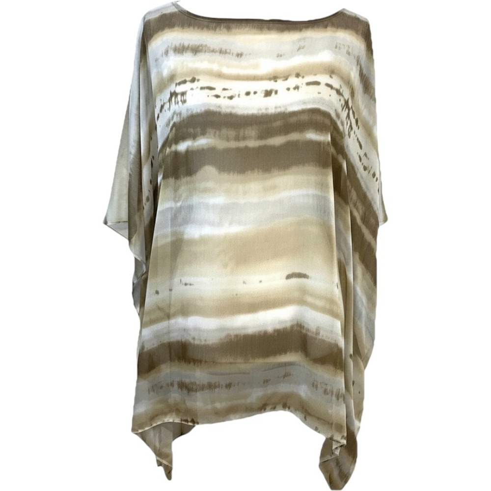 Coldwater Creek Sheer Layer Top One Size S-XL Brown Pull Over Arm Holes Boho